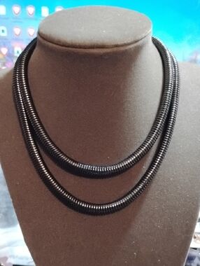 30"L Thick Black Tube Link Chain Necklace Single Strand Fashion Jewelry